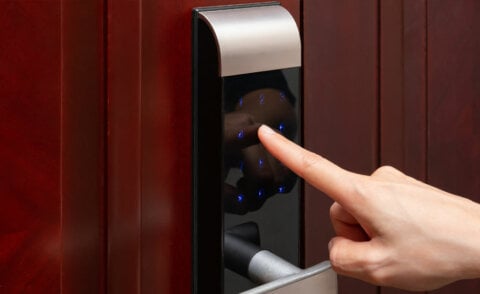 View of Keyless entry system for apartment buildings Security