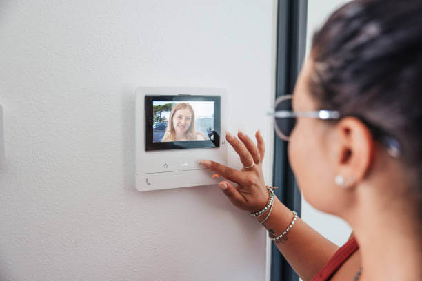 Video Intercom Displays A Friend At The Door. Video Intercom Displays A Friend At The Door.
